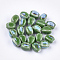 Handmade Porcelain Beads, Fancy Antique Glazed Porcelain, Oval, Green, 12~14x9~10.5x9~11mm, Hole: 2.5mm