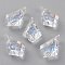 Embossed Glass Rhinestone Pendants, Faceted, Kite, Moonlight, 13x8x4mm, Hole: 1.2mm