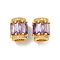 Brass Micro Pave Cubic European Beads, Real 18K Gold Plated, Large Hole Beads, Column, Purple, 11.5x9.5mm, Hole: 5mm