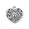 Alloy Pendants, with Glass Rhinestone, Heart, Platinum, 22x21x7mm, Hole: 2.5mm