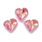 Glass Rhinestone Cabochons, Point Back & Back Plated, Faceted, Heart, Fuchsia, 9x8x3.5mm