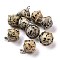 Natural Dalmatian Jasper Pendants, Planet Charms, with Platinum Plated Alloy Snap on Bails, 19.5~21.5x18~18.5mm, Hole: 5.5x3.3mm