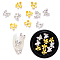 Alloy Rhinestone Cabochons, Nail Art Decoration Accessories, Flower & Butterfly, Platinum & Golden, 7x7.5x2mm & 8x7x2mm, 10pcs/box