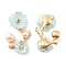 Zinc Alloy Cabochons, with Plastic Imitation Pearls and Rhinestones, Plum Blossom Branch, Aquamarine, 23.5x15x6mm