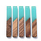 Resin & Walnut Wood Big Pendants, Two Tone, Rectangle, Turquoise, 51.5x7.5x3mm, Hole: 1.8mm