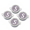 Alloy Enamel Links Connectors, with Crystal Rhinestones, Flat Round with Letter, Silver Color Plated, Letter.S, 22x16x2mm, Hole: 1.8mm