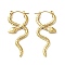 304 Stainless Steel Hoop Earring, Garden Reptile Serpentine Snake Earring for Women, Real 18K Gold Plated, 41x18mm