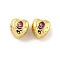 Brass Micro Pave Clear Cubic Zirconia Beads, Real 18K Gold Plated, Heart, Camellia, 4.5x4.5x4.5mm, Hole: 1.6mm