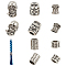 Nbeads 10Pcs 5 Style Alloy European Beads, Large Hole Beads, Buddha/Column/Skull, Antique Silver, 13~19x10~14x8~13.5mm, Hole: 5.5~6.5mm, 2pcs/style