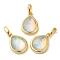 Rack Plating Brass with Synthetic Opal Pendants, Teardrop, Champagne Yellow, 15.5x10.5x5mm, Hole: 5mm