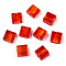 Handmade Silver Foil Lampwork Beads, Square, Red, 12x12x6mm