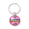 Pride Style Glass Keychain, with Platinum Plated Alloy Findings, Flat Round, Gender Symbol, 6.2cm