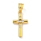 Ion Plating(IP) 304 Stainless Steel Cubic Zirconia Pendants, Cross Charm, Golden, 23.5x13x3mm, Hole: 7x5mm