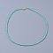 Natural Amazonite Beaded Necklaces, with Brass Lobster Claw Clasps, Faceted Round Beads, 15.75 inch~16.14 inch(40~41cm)x2mm