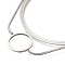 201 Stainless Steel Double Layer Snake Chain Necklaces, Ring Pendant Necklaces, Stainless Steel Color, 14.84 inch(37.7cm)