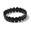 Natural Obsidian Oval Beaded Stretch Bracelet G-E010-01U-1
