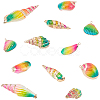 12Pcs 6 Styles Electroplated Natural Mixed Shell Big Pendants SSHEL-GA0001-06-7