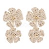 Flower Brass Raffia Dangle Stud Earrings FS-WGB7A43-07-1