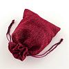 Polyester Imitation Burlap Packing Pouches Drawstring Bags ABAG-R004-14x10cm-06-2