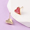 Brass Enamel Heart Stud Earrings EJEW-I322-08G-3