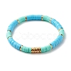 Round Stone & Polymer Clay Heishi Beads Stretch Bracelets Sets BJEW-JB07436-3