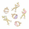 2Pcs 2 Styles Alloy Glass Pendants FIND-YW0010-32A-2
