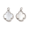 Brass Pave Shell Pendants KK-K365-08E-P-1