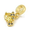 Rack Plating Brass Pave Yellow Cubic Zirconia Tortoise European Dangle Charms KK-Z067-60G-2
