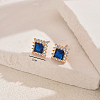Brass Micro Pave Cubic Zirconia Square Stud Earrings VN1911-3