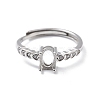 Adjustable Rhodium Plated 925 Sterling Silver Clear Cubic Zirconia Ring Components STER-C011-05P-2