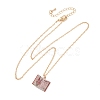 Brass Enamel Book Pendant Necklaces for Women KK-CBAF5B9-01G-08-2