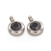 Trendy Original Color 304 Stainless Steel Grade A Rhinestone Flat Round Charm Pendants RB-M030-06H-1