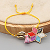 Adjustable Glass Seed Bead Braided Star Charm Bracelets HR8950-3