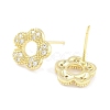 Brass Micro Pave Clear Cubic Zirconia Stud Earrings for Women EJEW-S217-E05-2