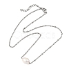 Natural Pearl Rice Pendant 304 Stainless Steel Satellite Chain Necklaces for Women NJEW-JN06149-02-2