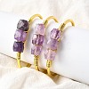 Natural Amethyst Beads Cuff Bangles for Women BJEW-Q035-01G-05-1