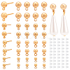 40Pcs 4 Size Rack Plating Brass Ball Stud Earring Post KK-BC0009-94-1