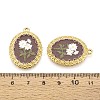 Vintage Printed Style 304 Stainless Steel Oval with Sunflower Pendants STAS-T071-29C-G-3