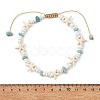 Ocean Natural Amazonite Chip & Starfish Synthetic Turquoise & Glass Seed Beaded Braided Anklets for Women AJEW-AN00805-4