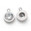 304 Stainless Steel Rhinestone Charms STAS-Z009-16P-2
