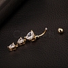 Real 18K Gold Plated Brass Cubic Zirconia Navel Ring Navel Ring Belly Rings AJEW-EE0001-18-4