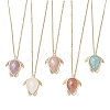 Turtle Faceted Natural Mixed Gemstone Pendant 304 Stainless Steel Cable Chain Necklaces for Women NJEW-JN05289-2