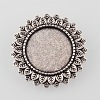 Vintage Alloy Flower Brooch Cabochon Bezel Settings X-PALLOY-O038-21AS-2