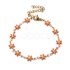 304 Stainless Steel Flower Link Bracelets for Women BJEW-C076-02C-01-1
