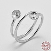 Anti-Tarnish Rhodium Plated 925 Sterling Silver Finger Design Ring Mounts Fittings with Pearl Seat X-STER-A070-040-4