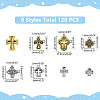 120Pcs 8 Styles Tibetan Style Alloy Beads FIND-HY0003-60-2