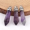 Bullet Natural Amethyst Pointed Pendants X-G-E332-C08-1