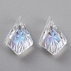 Embossed Glass Rhinestone Pendants GLAA-J101-01A-001SI-2