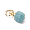 Natural Multicolor Tourmaline Table Cut Cube Charms with 304 Stainless Steel Findings PALLOY-JF04873-4