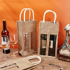Jute Wine Storage Drawstring Pouches with PVC Clear Window ABAG-WH0035-052B-5